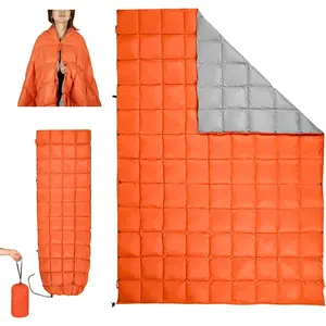 Down Camping Blanket - Lightweight, Packable, Warm & Puffy Outdoor Travel Quilt for Sleep, Hiking, Backpacking, Stadium, Festivals, Water-Resistant Sleeping Bag 55"x79"