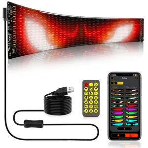 [Flexible LED Matrix Panel] LED Matrix Panel Sign with USB Power, App Control and Remote Control | Flexible, DIY Programmable Lighting for Shops, Hotels, Holidays | Easy to Install, Durable Design, Dimmable Graphite RGB Display, Holiday Decoration