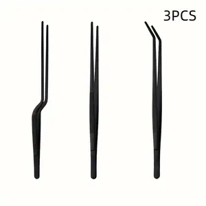 Stainless Steel Kitchen Tweezers Set, 3-Piece Precision Cooking Clips for Meat Pasta Fine Foods BBQ Decoration Durable Utensils Barbecue Utensils