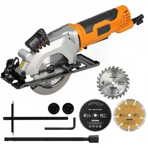 Power Circular Saw,4.8A Mini Circular Saw with Laser Guide,4000RPM Corded Saw Equipped with 3 Pcs 4-1/2" Blades,Maximum Cutting 1-11/16" at 90° and 1-1/8"at 45° for Wood, Soft Metal, Plastic