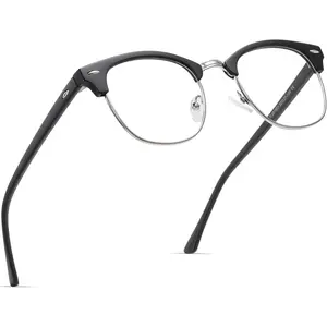 Blue Light Blocking Glasses Vintage Half Frame UV Clear Lens Anti Eyestrain Computer Gaming Glasses for Women Men