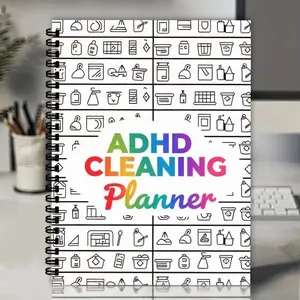 Adhd Cleaning Planner, Visualized Modular Low Stress Design, Rainbow Gradient Cover, Fun Task Tracker for Adhd Individuals