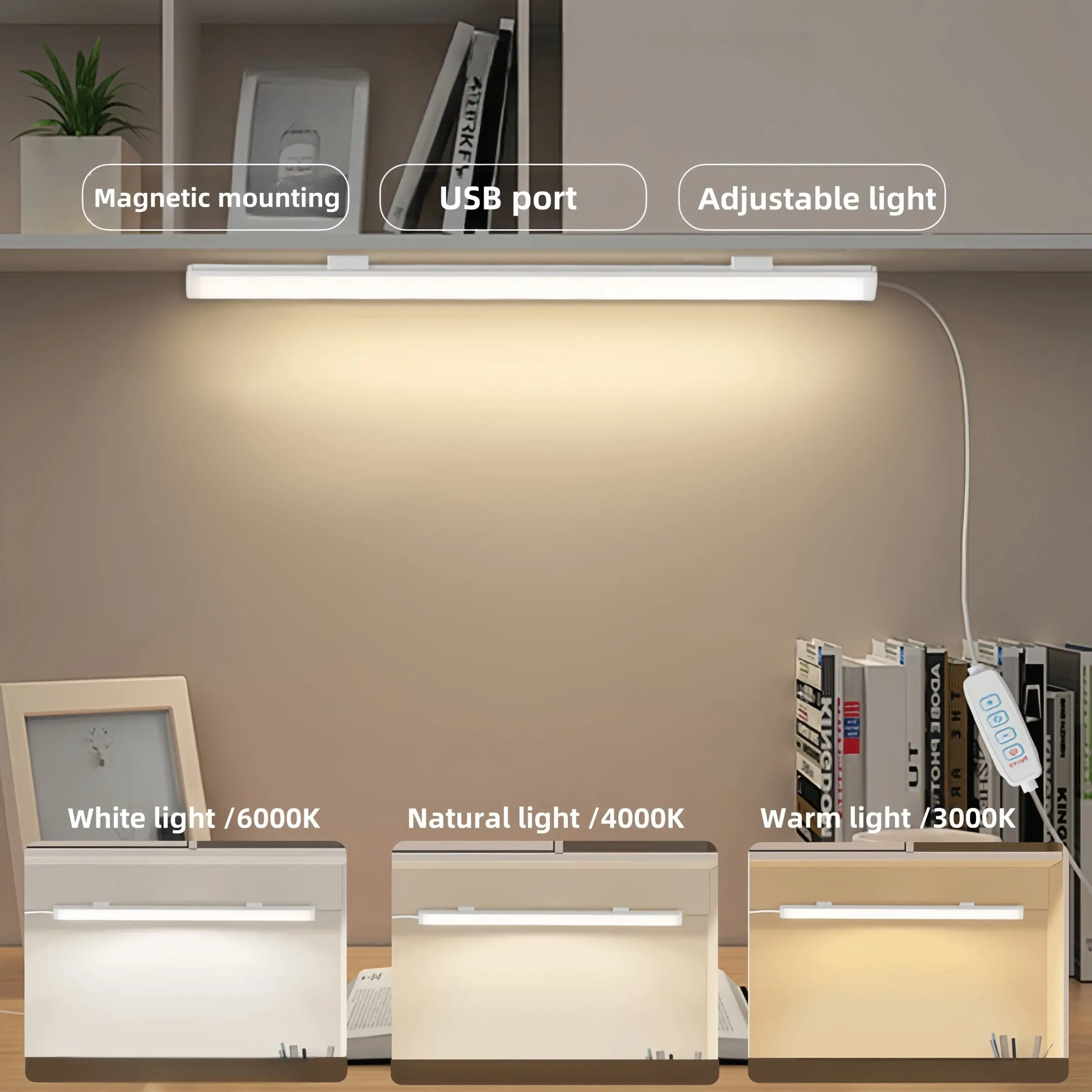 USB Powered Makeup Mirror LED Light Strip, Adjustable Three Colors, Brightness Adjustable, Wall Mounted, Bedroom Cabinet Indoor Lighting, Lighting Modes Adjustable, Led Mirror Lights