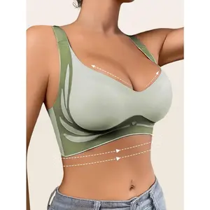 Women's Seamless Sports Bra, Adjustable Wide Straps Medium Support Non Removable Padded