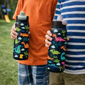 Luckin Cup1pc 28oz Insulated Tumbler with Straw Lid, Water Bottles, Insulated Flask, Fun Dinosaur Print, Leakproof Stainless Steel Mug, Keep Hot 12H / Cold 24H, For Outdoor Play, Easy-Grip Travel Cup, Gift for Dino Lovers, Kid-Friendly Design