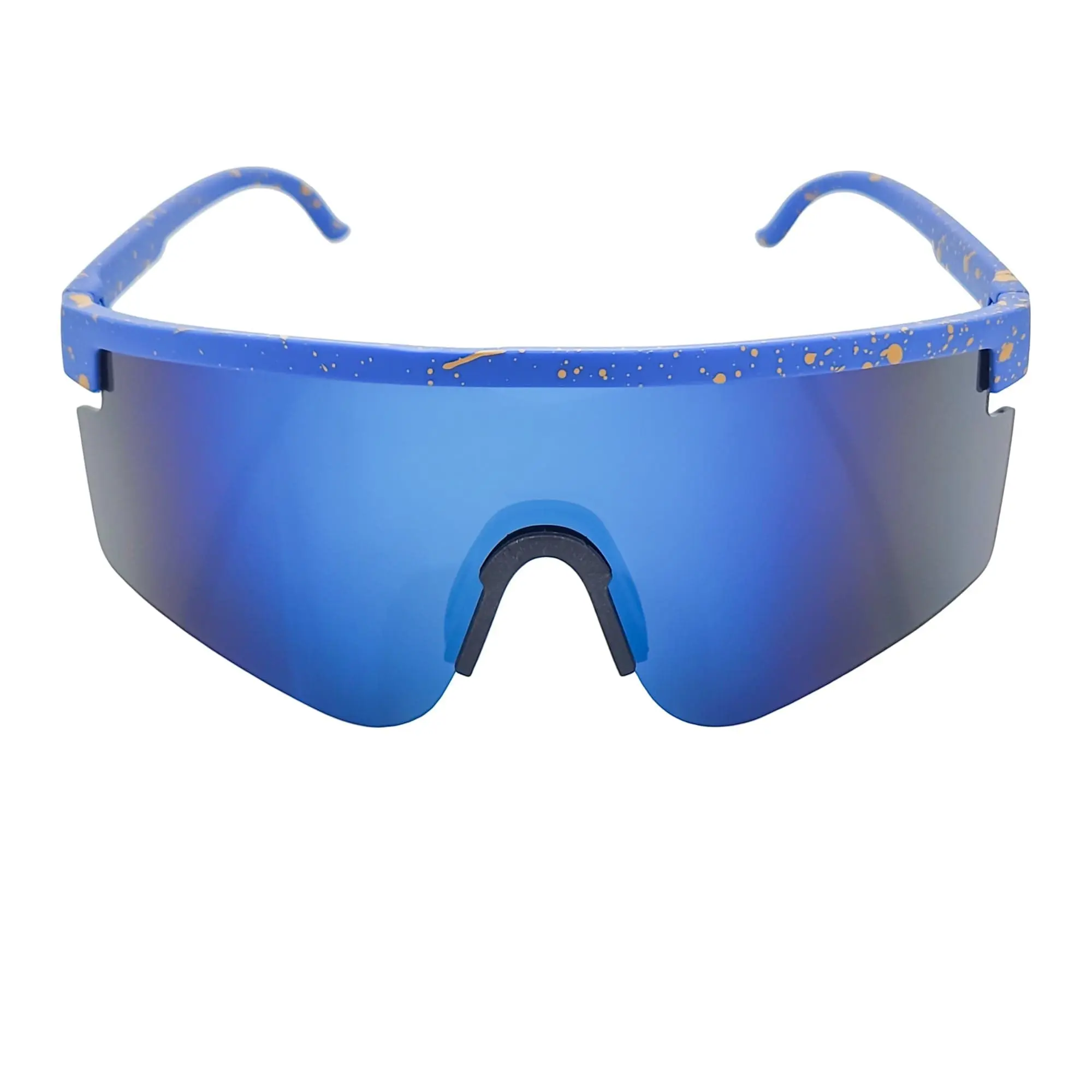 NEW TRUE RELIGION Shield Blue Mirror Rimless Sunglasses MONOLITH - X-Large Rimless Sports Shield Sunglasses Black  main image 3