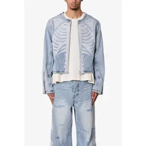 mnml Skeleton Moto Jacket - Washed Blue mnml Skeleton Moto Jacket - Washed Blue