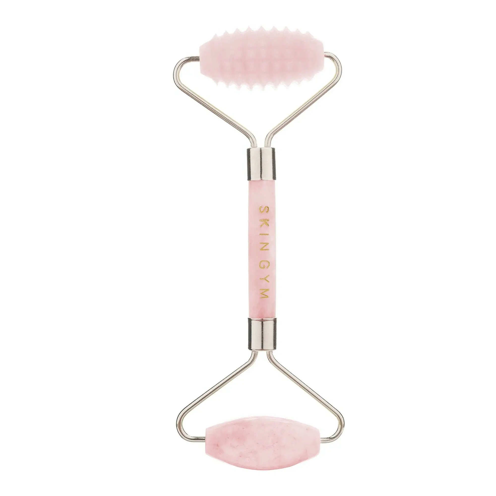 Skin Gym Rose Quartz 2D Texturized and Smooth Facial Roller Facial Massage & Skincare Support | Texturized Roller Design & Smooth Serum Application