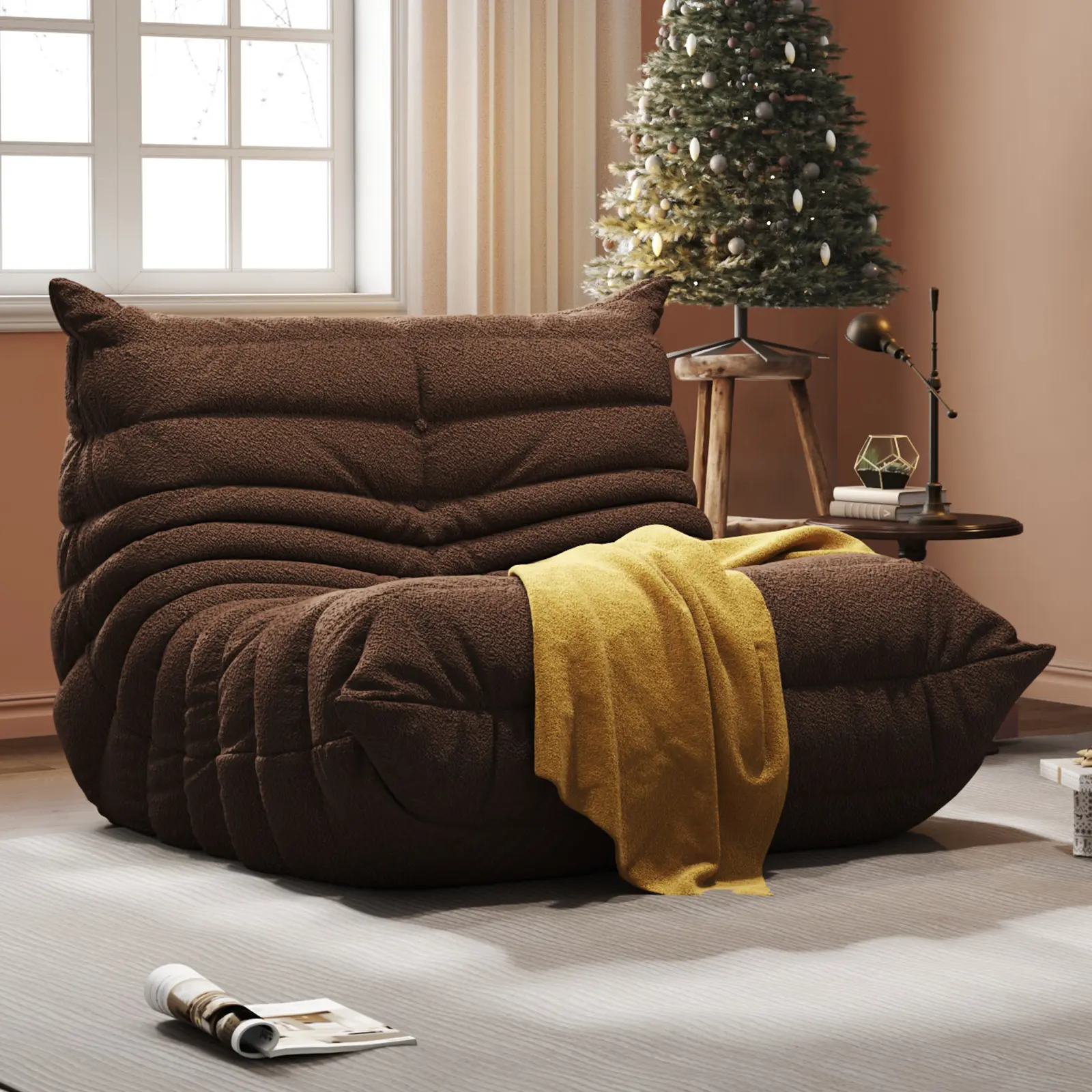 Oversize Lazy Sofa 1/2/3 Seater Memory Foam & Teddy Fleece Cozy Chair for Bedroom Office Gaming room Living Room Breathable Zero Assembly L Shape, Summer Deal