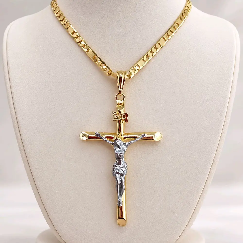 (AAA 2)  #1  cross and chain   14kgoldplated