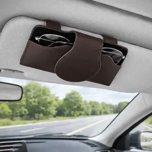 PU Leather Car Glasses Case Anti-Scratch Shock-proof Car Sunglasses Holder Eyeglass Case Stable Sun Visor Storage Box Vehicle