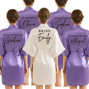 Personalized Robe for Bride Bridesmaid with Name and Date Birthday Party Gown Add Any Text Bathrobe - Customizable Gifting