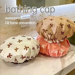 1pc Double Layer Shower Caps, Elastic Shower Caps, Waterproof Bath Caps Reusable Shower Caps Hair Hat For Women Ladies Spa Salon