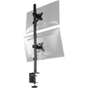 Dual Vertically Stacked  Desk Mount, Extra Tall Adjustable Stand for 2 Ultrawides up to 34 inches, 22 lbs Capacity, Black, STAND-V002T