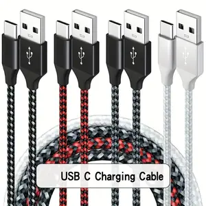 1pc/2pcs USB Type C Charger Cable Aluminium Alloy 3.3/6.6/ 10ft USB A to USB C Fast Charging Cord Compatible for iPhone 16 15 Pro Max for Samsung Galaxy S24 S23 S22 S21 S20 S10, Android Cell Phones and More.There are four colors to pick from.