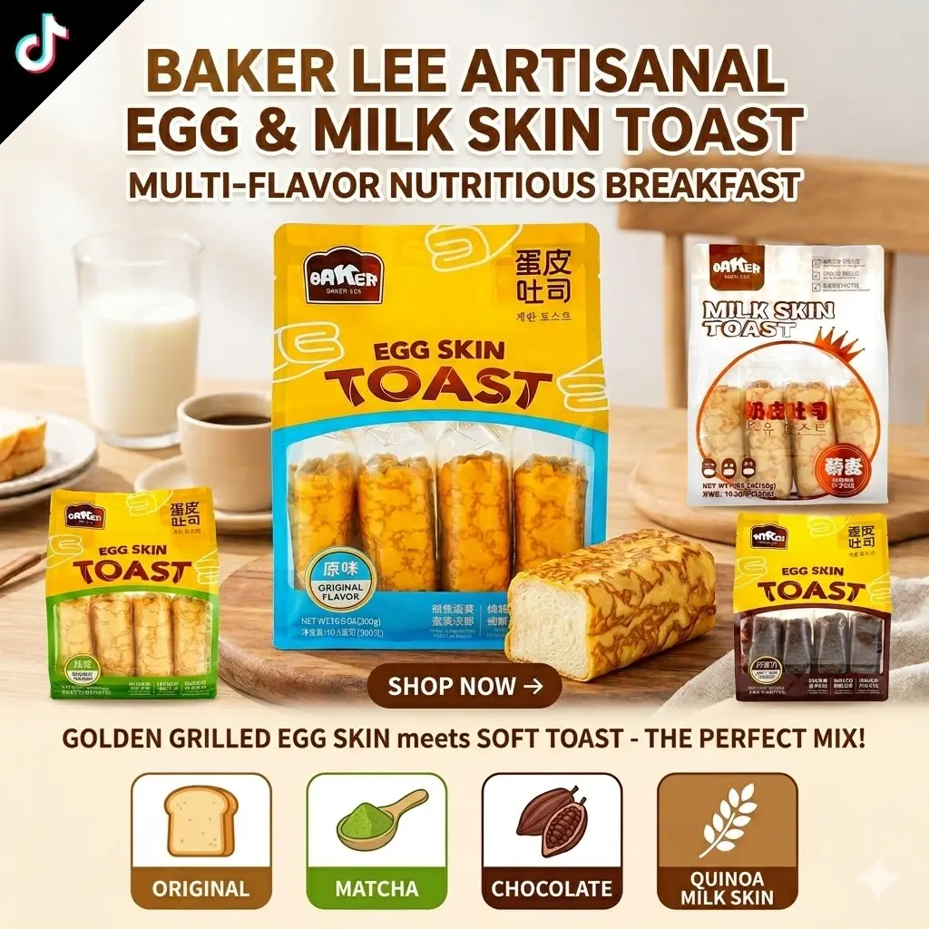 Golden Egg Crepe Meets Soft Toast! Baker Lee Nutritious Breakfast Bread - 4 Delicious Flavors Original Matcha Quinoa Chocolate to Choose