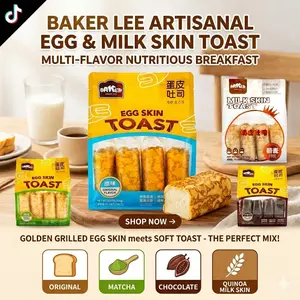 Golden Egg Crepe Meets Soft Toast! Baker Lee Nutritious Breakfast Bread - 4 Delicious Flavors Original Matcha Quinoa Chocolate to Choose