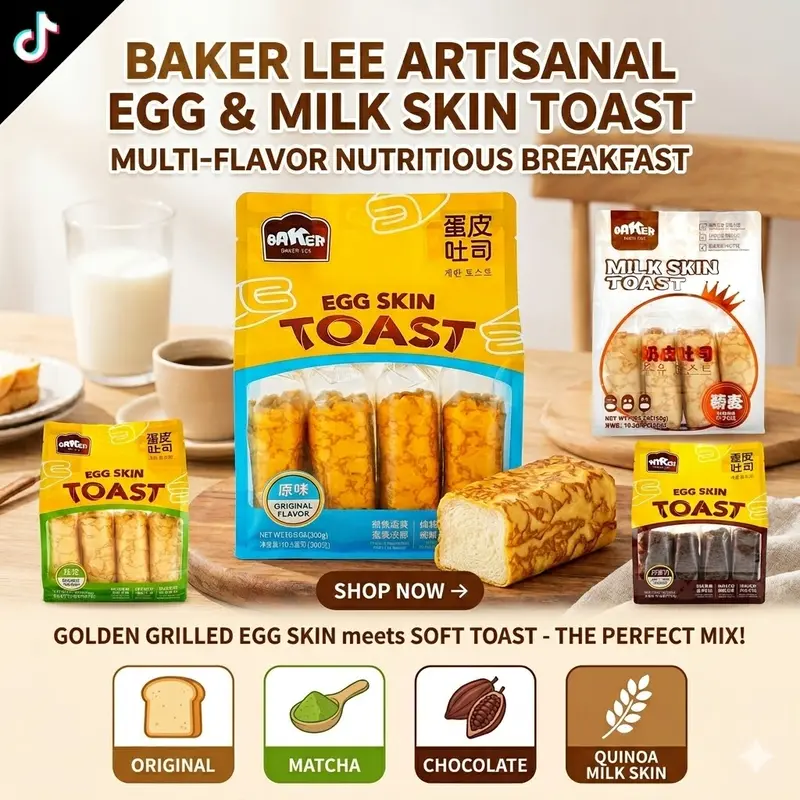 Golden Egg Crepe Meets Soft Toast! Baker Lee Nutritious Breakfast Bread - 4 Delicious Flavors Original Matcha Quinoa Chocolate to Choose