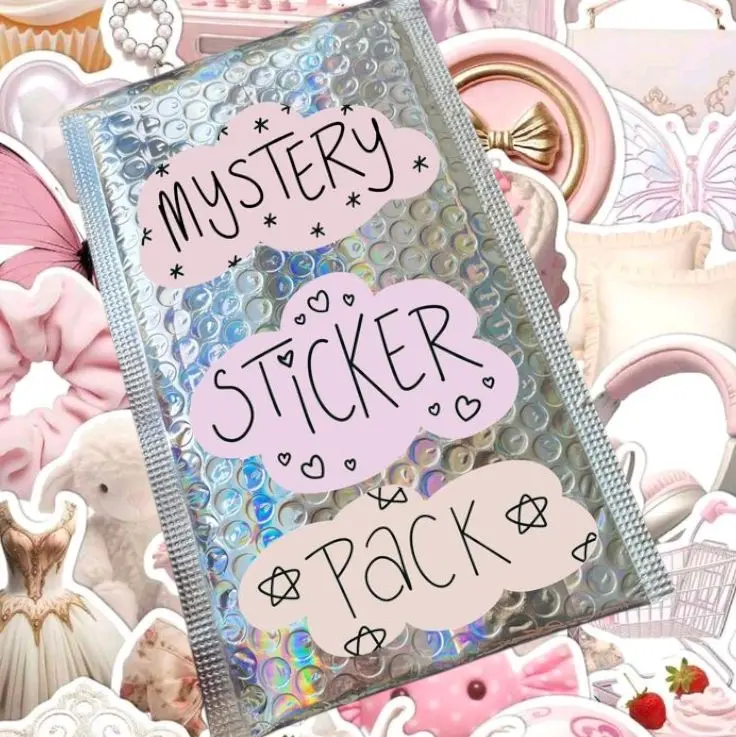 Mystery Sticker Pack - Aesthetic Waterproof Stickers for Birthdays Journals Water Bottles & Gifts - 4cm x 4.4cm