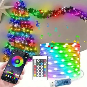 RGB Smart Fairy Lights, Three Control Modes:APP & Remote Control&Controller Box, Multicolor String Lights, USB Powered & IP65 Waterproof, Christmas Light Decoration for Outdoor/ Indoor, Bedroom, Swimming Pool, Party, Wedding, Festival