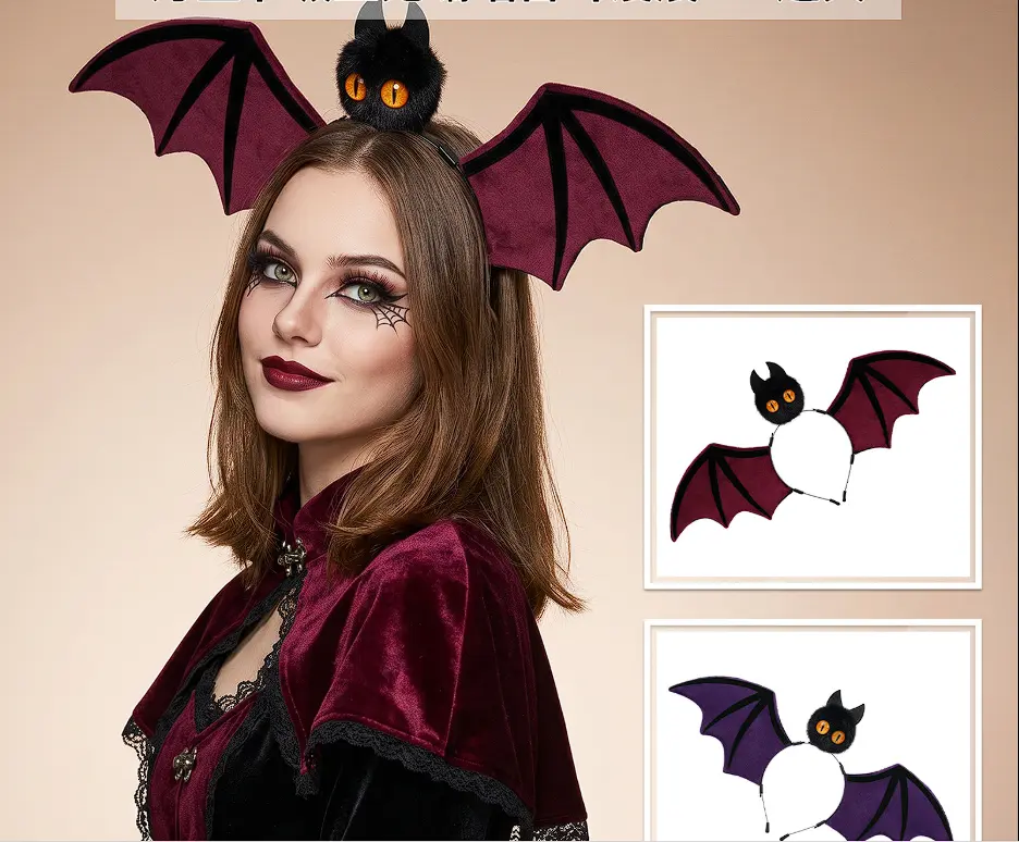 Unleash Your Inner Rockstar This Halloween! – Handcrafted Bat Ears Headband, Cosplay Party Decor & Animal Hair Hoop for Themed Celebrations