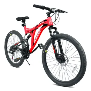 26 Inch Mountain Bike with 21-Speeds & Full Suspension Steel Frame, Alloy Rims, Disc Brakes For All Terrains, Men & Women, Multiple Colors
