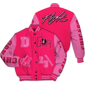Triple Pink Sneaker Match Varsity Jacket Air 23 GOAT Graphic, Bold Streetwear Style, Fashion Forward Urban Outfit