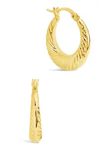 Delia Textured Hoop Earrings