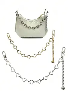 Fashion Trendy Handbag Chain Fringe Heart Flower Design, Casual Style, All Seasons, Perfect for Daily Use