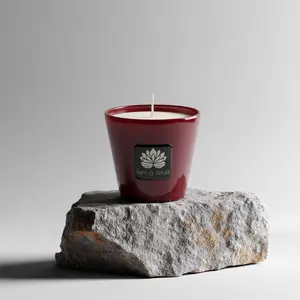 Fern & Petals Crimson Gloss Candle | 8oz Coconut Soy Wax | Hand-Poured in New York | Luxury Scented Candle | Deep Red Ceramic Vessel | Clean Burn | Holiday & Gift Candle