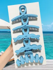 5pcs Blue Series Hair Claw Clip Set, Minimalist Twisted Shark Clips, Versatile Claw Clips for Daily Commute/Beach Vacation/Casual Styling, Cost-effective Practical Hair Ornaments Idea Aesthetic Hair Accessories