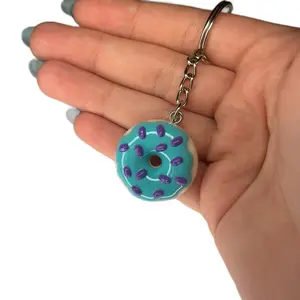 Donut Keychain Fan Art Delicious Cute Colorful Holidays Gifts Christmas Yummy Purse Bag Backpack Wallet Keys Blue Purple Pink