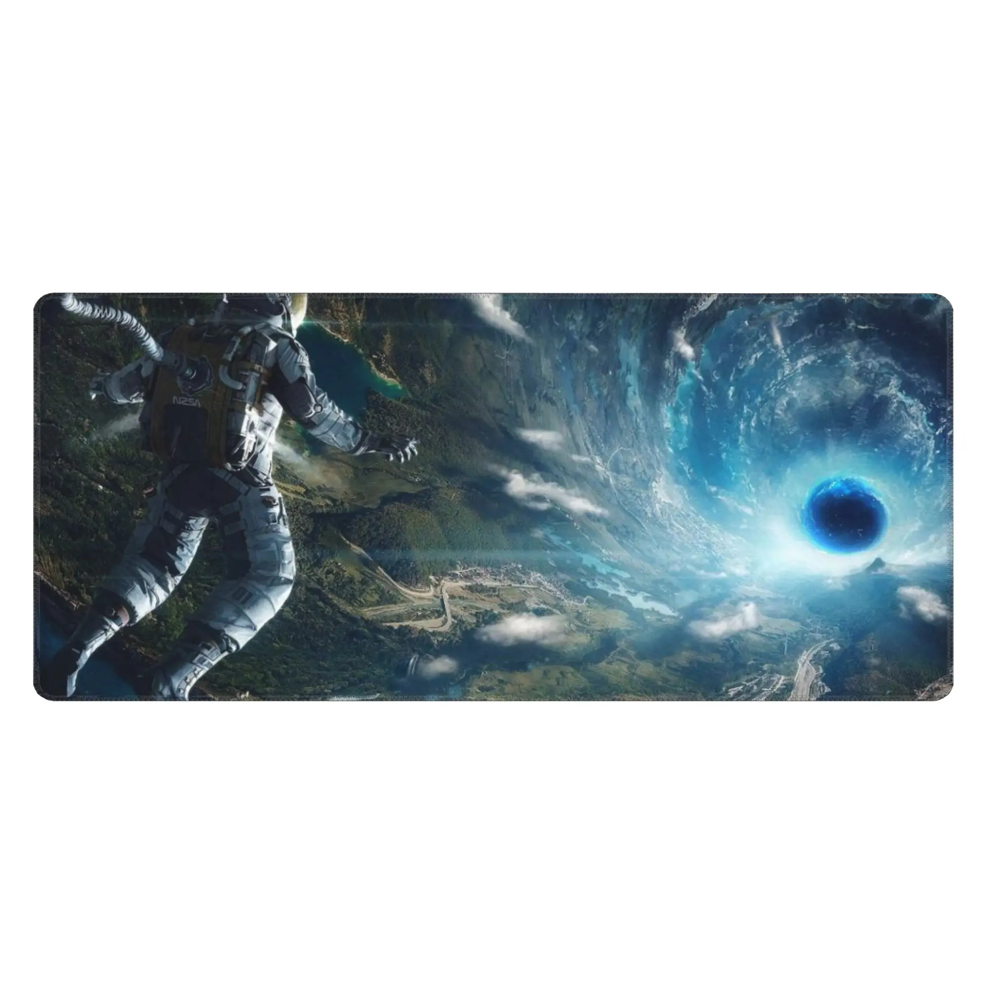 Starry Sky Astronaut Mouse Pad, Extra Large 80x30cm (31.5x11.8 inch), Non-Slip Rubber Base, Comfortable Material