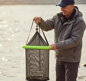 Portable Floating Fish Keep Net, Collapsible Live Fish Basket with Buoy Ring, Fishing Accessories for Kayak, Bank & Boat Fishing