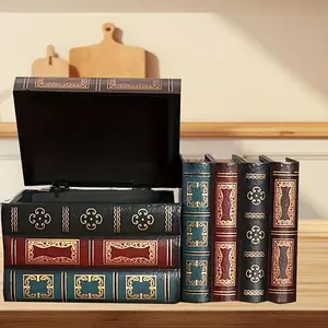 Retro Style Wooden Imitation Book Storage Box, Stackable Decorative Organizer with Lid, Ideal for Office Organization, Durable Storage Organizer