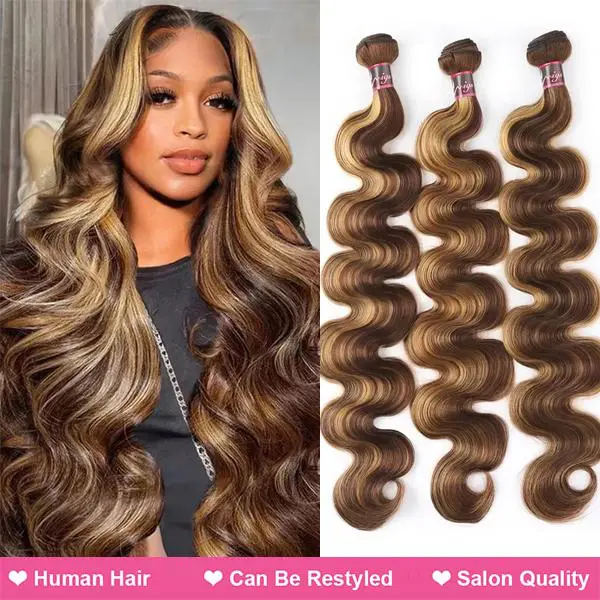 Uwigs 4 27 Highlight Body Wave Bundles Ombre Colored Human Hair Weave Bundles 1 3 4 Bundles For Black Woman