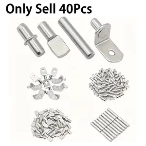 40pcs Shelf Bracket Kit, 4 Styles Shelf Support Pins, Furniture Hardware Center Axis Glass Board Brackets, Durable Cabinet Shelving Brackets