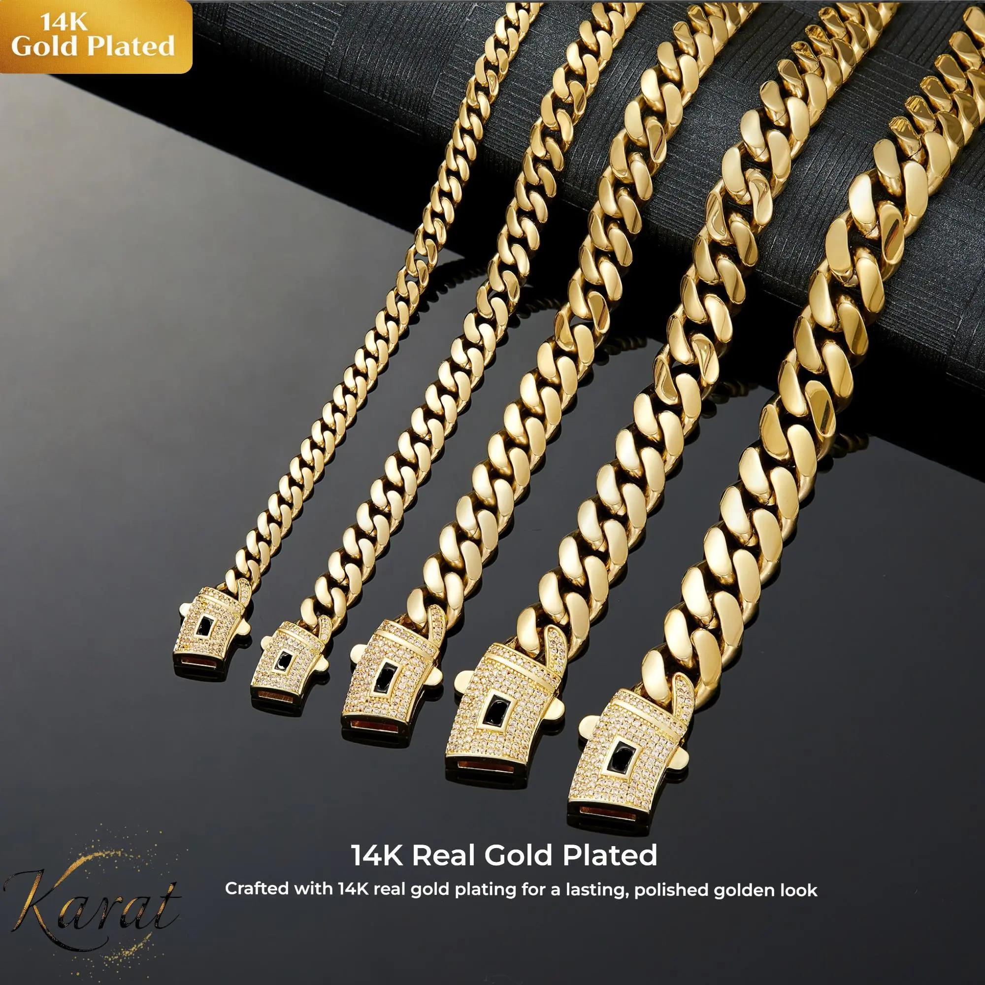 【Zircon model】14K gold-plated Cuban necklace/bracelet. The new electroplating process and classic white stone inlay design are dazzling. Miami Cuban chain combines tradition and fashion. The gift for him/her. 6/8/10/12/14 are available Valentine's Day