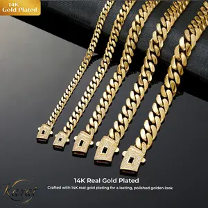 【Zircon model】14K gold-plated Cuban necklace/bracelet. The new electroplating process and classic white stone inlay design are dazzling. Miami Cuban chain combines tradition and fashion. The gift for him/her. 6/8/10/12/14 are available Valentine's Day