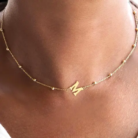 Fashion Letter Detail Charms Necklace, Minimalist Chain Necklace, Daily Wear Necklace, Personalized Initial Necklace for Women, Stainless Steel Necklaces, Gifts for Her, Stainless Steel Initial Jewellery for Women, Jewelry Accessories