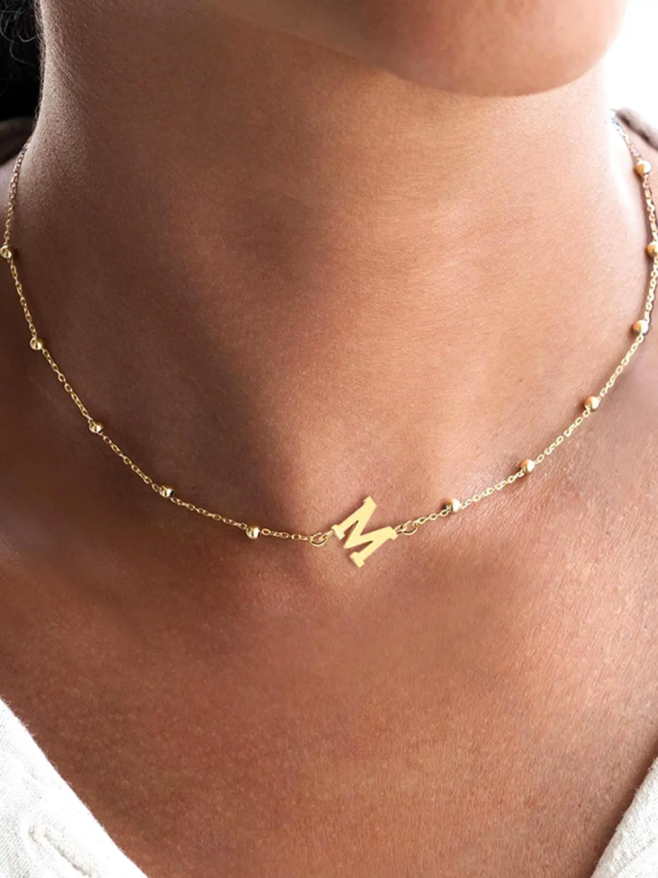 Fashion Letter Detail Trendy Charms Necklace, Personalized Initial Necklace for Women, Gifts for Her, Stainless Steel Initial Jewellery for Women, Fas