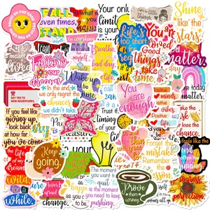 50pcs Inspirational Sticker Pack, Vinyl Quote Stickers for Water Bottles, Journals, Laptops, Phone Cases, Smartphone, Thanksgiving Gift