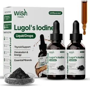 Wish Fusion Lugol's Iodine Liquid, 2 Pack Iodine Drops for & Immune Support Liquid with Potassium Iodide Supplements Clear Solution