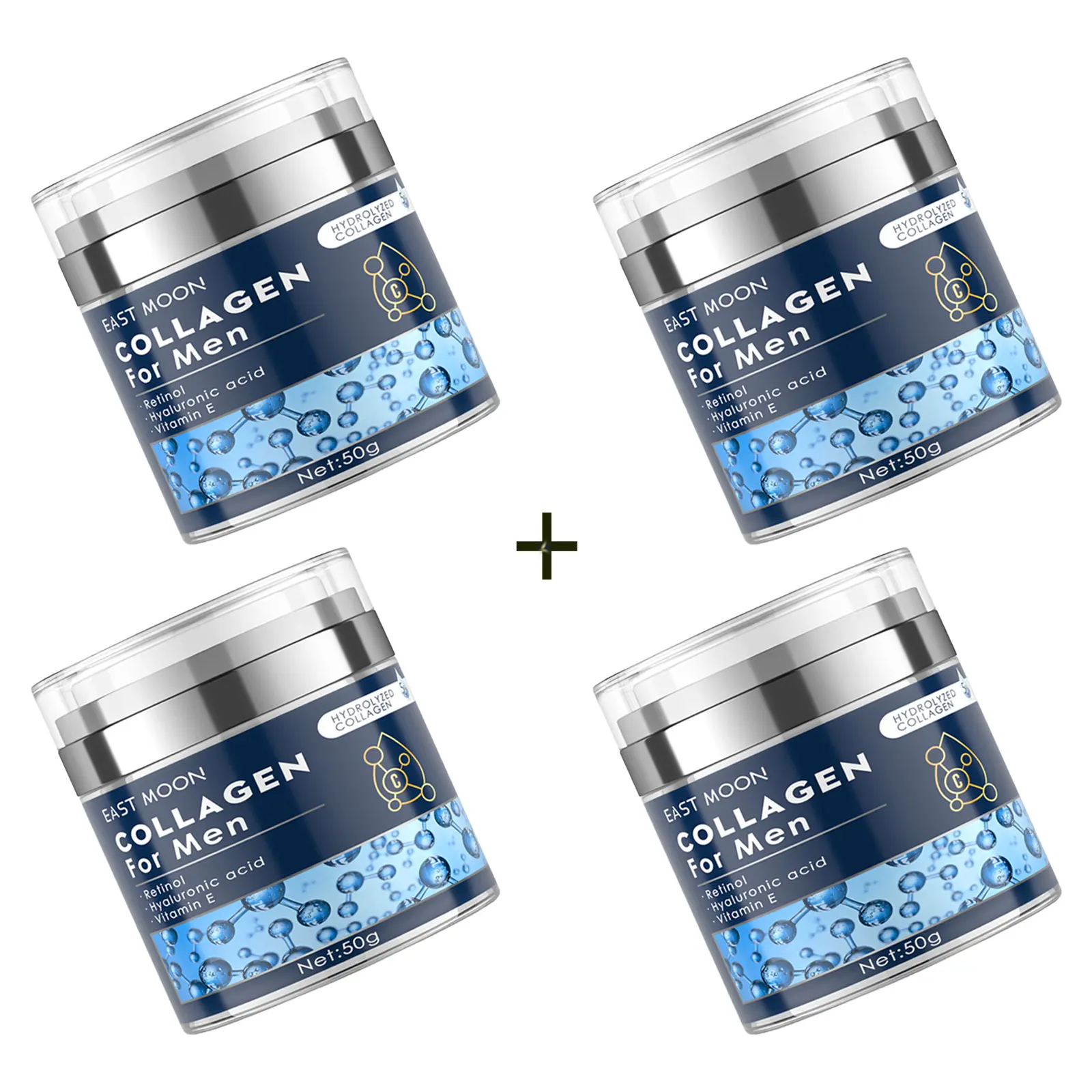 【Buy 2, Get 2 Free】 Men's Collagen Blend Anti-Wrinkle Cream - 50g Alcohol-Free Unscented Hyaluronic Acid Facial Moisturizer, Firming Lifting Lotion