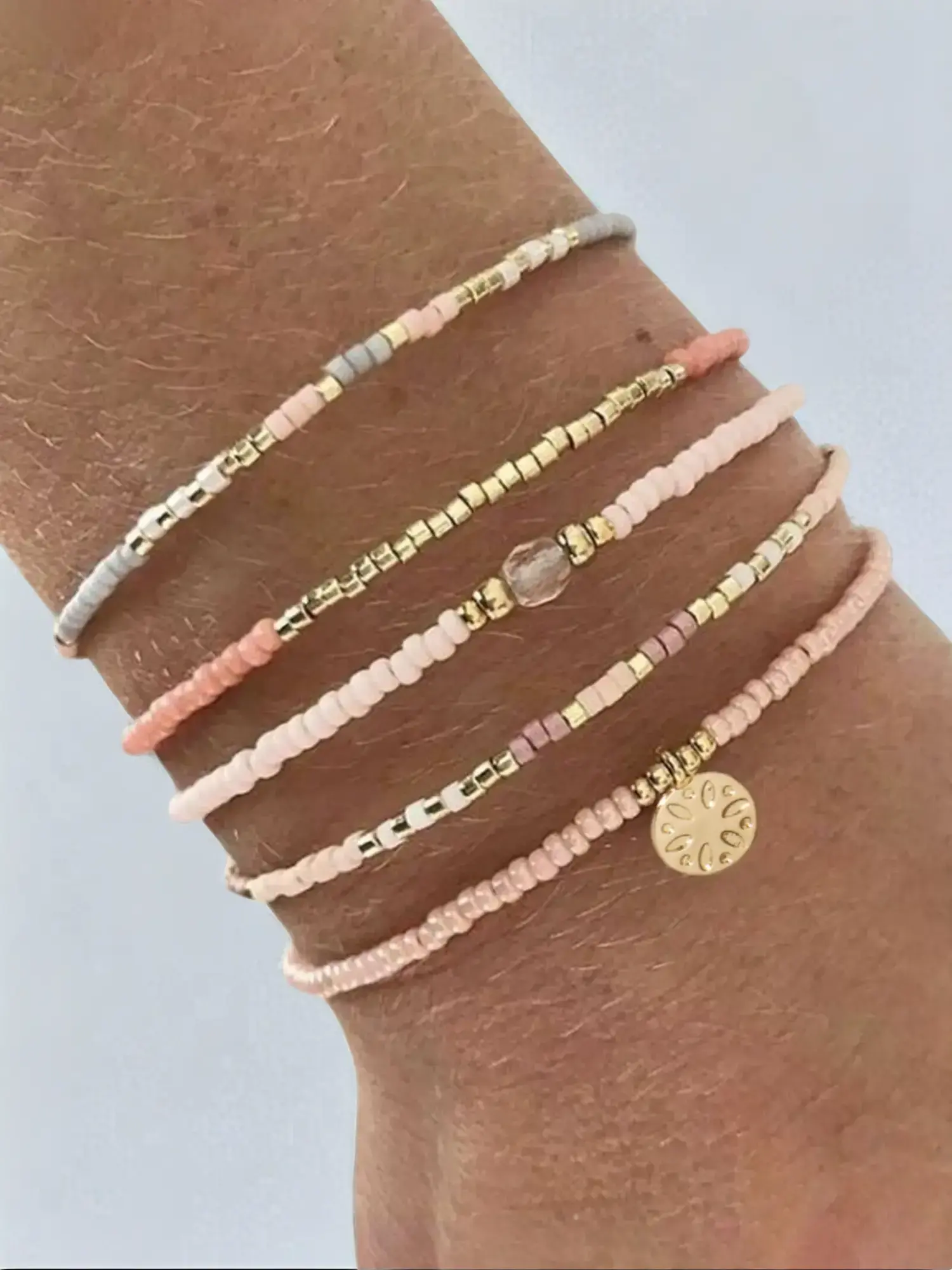 Mixed Color Beaded Bracelet, Boho Style Exquisite Bohemian Bracelets with Pendant, Fashionable Trendy Jewellery Accessories for Women & Girls, Casual