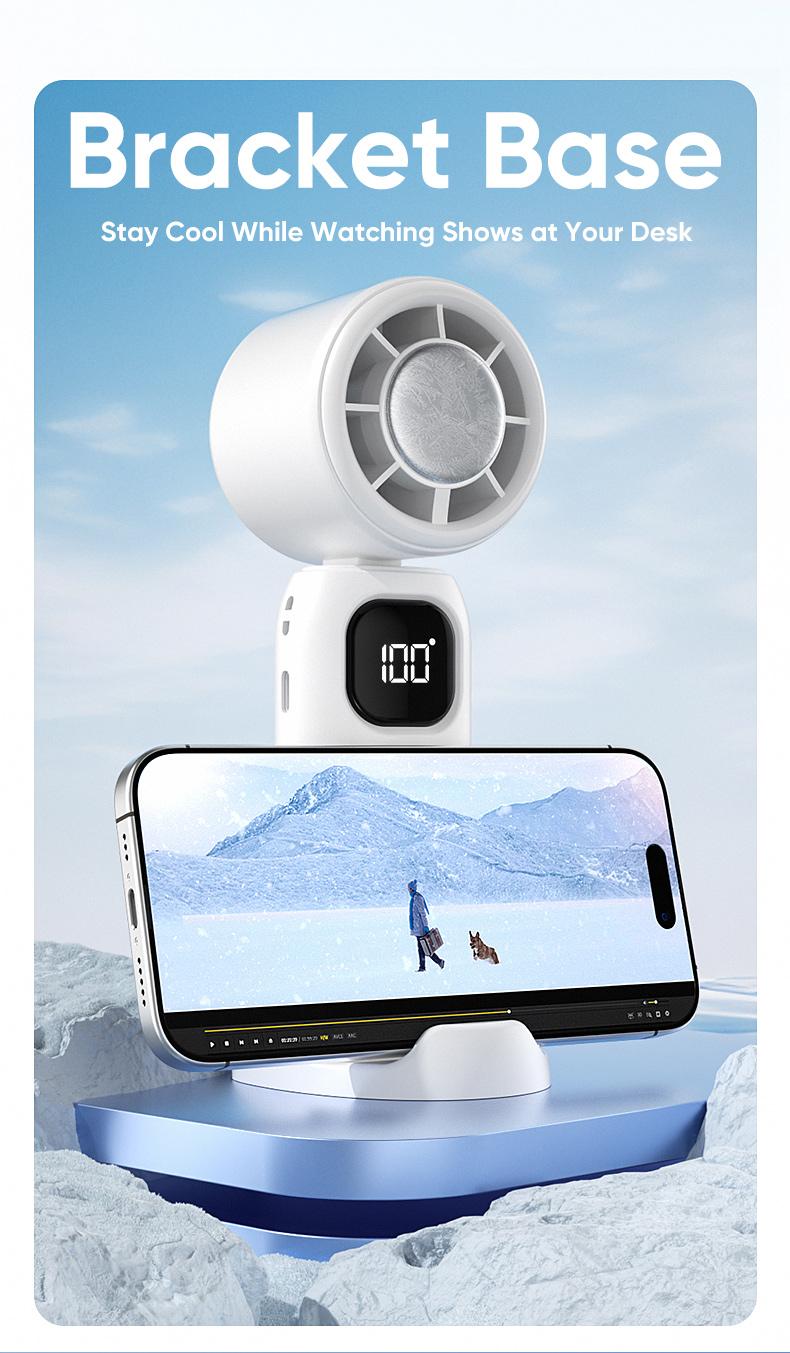 MAGIC JOHN 3 in 1 Mini Handheld Cooling Fan, 100 Speed Wind Power & Ice Cooling Function, Small Foldable 3-IN-1 Neck/Desk/Hand Fan, Pocket Design for Travel/Summer/Concerts/Lash, Gifts for Girls