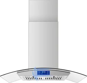 36 inch Island Range Hood 700 CFM Ceiling Mount Hood Stainless Steel Stove Vent Hood with Tempered Glass, 3 Speed Fan Permanent Filters USGI0290 Kitchen Appliances Household