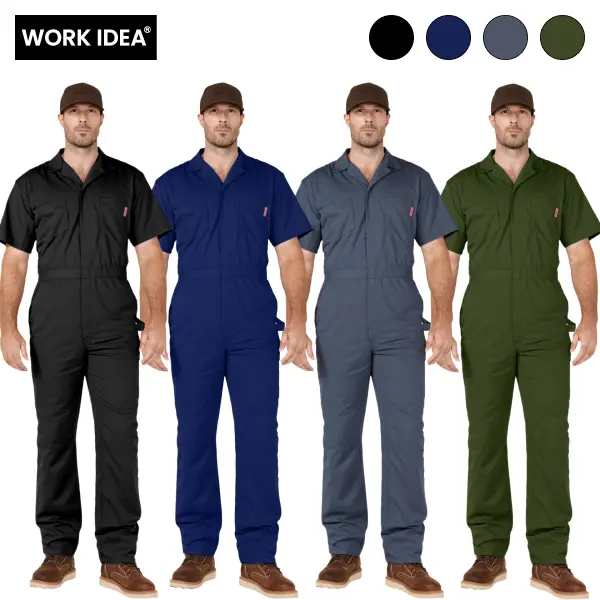 WORK IDEA Men's Short Sleeve Coveralls Lightweight Jumpsuits for Mechanics