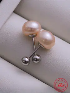 S925 Sterling Silver Pearl Decor Stud Earrings, Elegant Jewelry for Party, Daily Clothing Decor, Trendy All-match & Exquisite Jewelry for Birthday Gift, Fashion Earrings, Studs Earrings