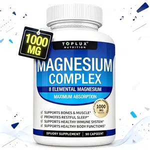 Magnesium Glycinate Complex 1000mg Elemental Magnesium Blend Citrate Malate Taurate Easy Absorption Capsules Support Bone Muscle Immune Health Natural Daily Dietary Supplement 90 Pills Fitness Body Wellness Calcium Balance